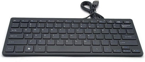 Mini Wired Keyboard (English), Ultra Thin Portable 78 Keys USB Multimedia for Desktop, Laptop, Windows