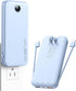 Portable Charger with Built-in Cables and AC Wall Plug, USB C 12000mAh Slim Power Bank Fast Charging for Smart Phones,