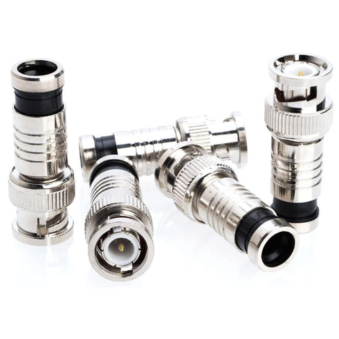 RG59 360 (50 BNC Compression Connector Fixed Pin, All-Metal Nickel-Plated, Radial Compression for Secure Signal