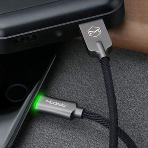 Smart LED 4FT/1.2M Auto Disconnect Nylon Braided Sync Charge USB Data Cable by mcdodo - Compatible with iPhone 14/13