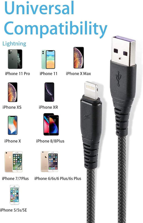 Cabepow 6 FT Apple MFi Certified Lightning Cable for iPhone 14 13 12 11 Pro Max, Fast Charging, 2-Pack