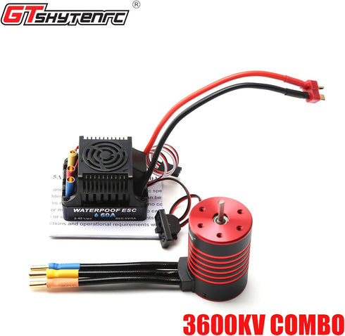 GoolRC 3650 Brushless Motor and ESC - RC Brushless Motor ESC Combo for 1/8 1/10 RC Car Toys