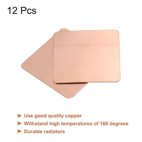 MECCANIXITY Heatsink Copper Pad Shim - 20mm x 20mm x 0.3mm Thermal Conductive Heat Sink Pack of 12