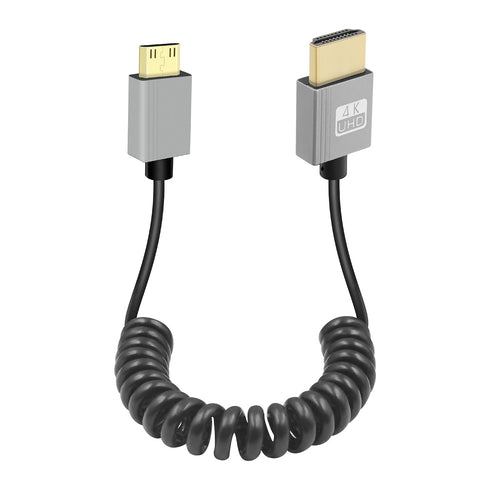 GELRHONR Mini HDTV Coiled Cable, 4K/60Hz Thin Mini HDTV Cable Short 18Gbps