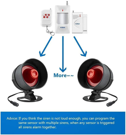KERUI Standalone Home Office Shop Security Alarm System Kit, Wireless Loud Indoor/Outdoor Siren Horn with Remote Control