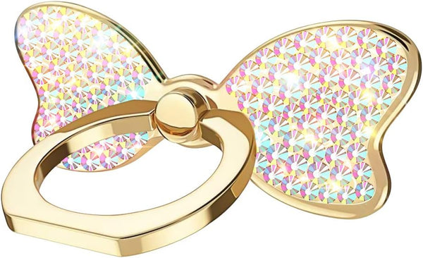 Cavdycidy Bling Butterfly Cell Phone Ring Holder Finger, 360 Rotation Sparkle Phone Holder Ring Grip, Butterfly Ring