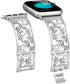 Floral Band Compatible with Apple Watch - Jewelry Band 38mm 40mm 41mm 42mm, Bling Crystal Bracelet, Silver