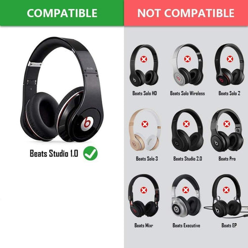 Studio1.0 Replacement Ear Pads for Beats Studio 1.0 Wired Wireless Over-Ear Headphones, Cushion Cover (White)