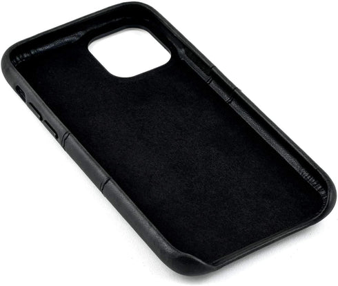Dockem M2 Exec Wallet Case for iPhone 11 Pro, Black Synthetic Leather, 2 Credit Card Holders, Metal Plate