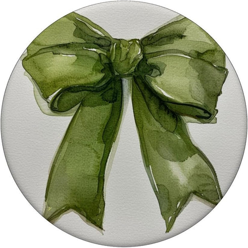 Girly Bow in Watercolor, Coquette Aesthetic Green Bow PopSockets Standard PopGrip