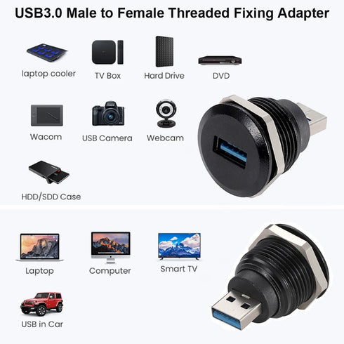 PENGLIN 2PCS USB 3.0 Connector, Male to Female Conversion Panel Mount Extension Adapter for Data Transfer/Charging