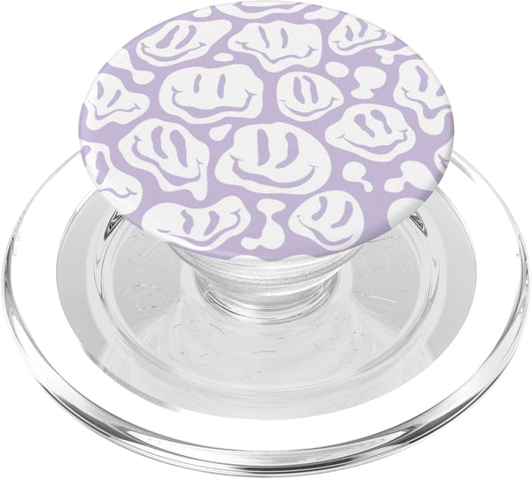 White Light Pastel Purple PopSockets MagSafe PopGrip for iPhone - Dripping Smile Face
