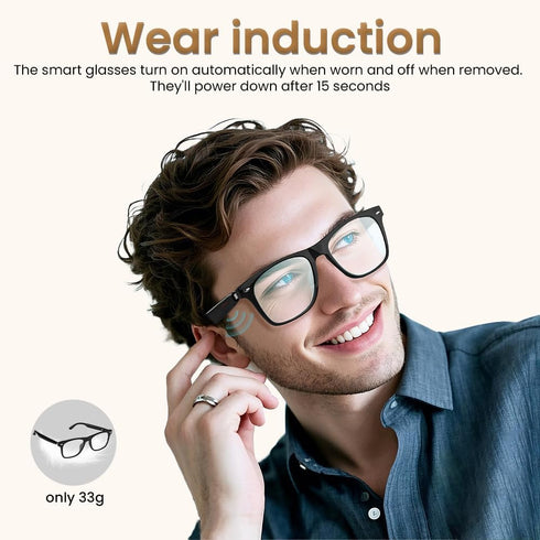 Jacuate Bluetooth Audio Smart Glasses for Women Men,Blue Light Blocking Bluetooth Glasses with Open Ear Speaker,Voice