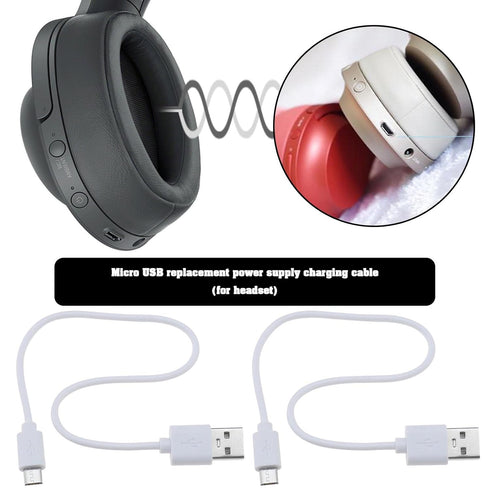 2Pcs USB-A to Micro-USB Charging Cord 30cm, Replacement Compatible with Sony WH-H900N, PS WHH900N, WHCH700N