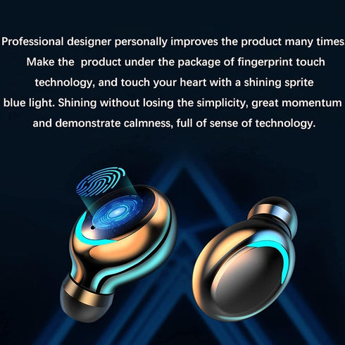 Wireless Earbuds with Large Charging Case, IPX5 Waterproof, Hi-Fi Stereo Sound, Touch Control for Active Lifestyle