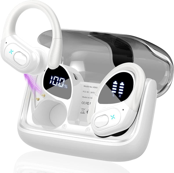 Wireless Earbuds 2024, Bluetooth 5.3, 75hrs Playtime, Deep Bass, ENC Mic, IPX7 Waterproof, Over Ear Buds with Earhooks,