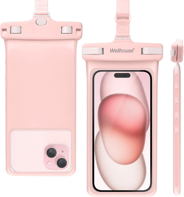 wellhouse Waterproof Phone Pouch for iPhone 15 14 13 12 Pro Max, IPX8 Cellphone Dry Bag, Pink