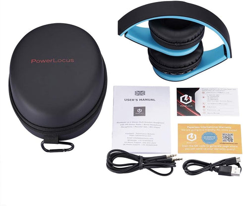 PowerLocus Wireless Bluetooth Over-Ear Stereo Foldable Headphones, Wired Headsets with Built-in Microphone for iPhone