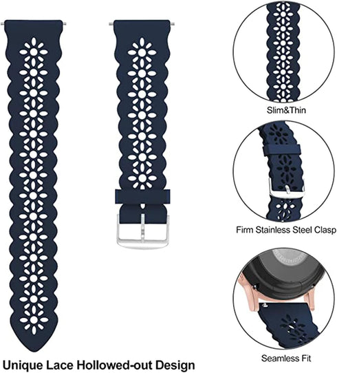 Compatible for 3Plus Vibe Plus Band, Silicone Lace Slim Thin Hollow-Out Replacement Straps Compatible with 3Plus Vibe Plus/Vibe +/Vibe Lite/Vibe Pro Smartwatch
