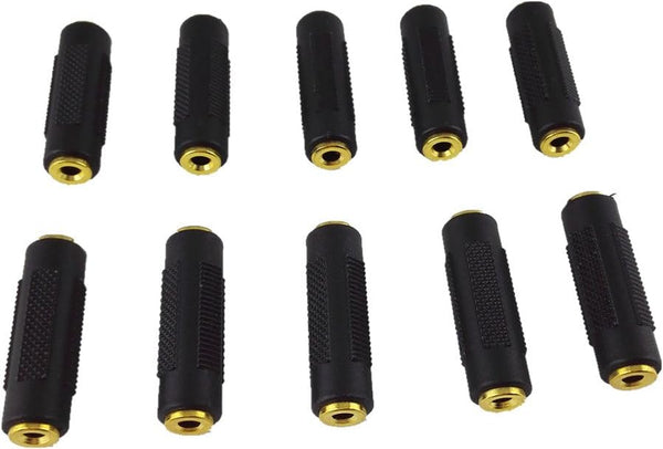 yueton Pack of 10 Gold Plated 3.5mm Stereo Jack to 3.5mm Audio Female/Female Adapter Connectors