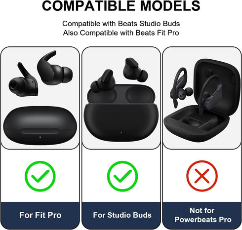 3-in-1 CleaningEartips Kit Compatible with Beats Fit Pro, S/M/L 3 Sizes 6 Pairs Soft Silicon Earbuds Tips Replacement Ear Tips, Compatible with Beats Fit Pro/Studio Buds, 6 Pairs Black