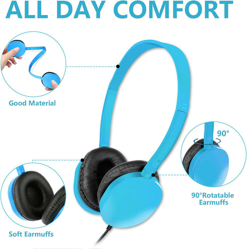 Kids Headphones Bulk 15 Pack for School Classroom, Computer Earphones Class Set for Students Multi Color