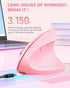 Lekvey Pink Ergonomic Vertical Wireless Mouse, Rechargeable 2.4 GHz USB Optical, 800/1200/1600 DPI, 6 Buttons