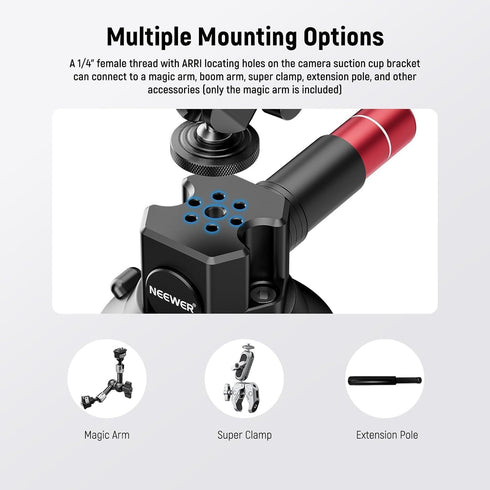 Neewer 3" Suction Cup Camera Mount Bracket with Ball Head, Quick Release Car Mount with Phone Holder