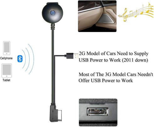 Bluetooth 5.0 Adapter for Audi A3 A4 A5 A6 A7 S3 S4 Q3 Q5 Q7, Volkswagen VW Skoda AMI MMI Port Music Play Connector