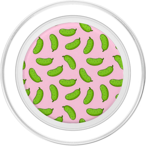 Green Pickle For Pickle Lover In Pink Pop Grip Funny And Cute Pickle Pattern Green Pickle In Pink For Girls PopSockets