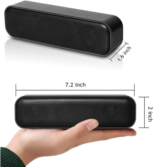 USB Computer Speaker, USB Powered Mini Soundbar, Laptop Stereo Speakers with Space Saving Design