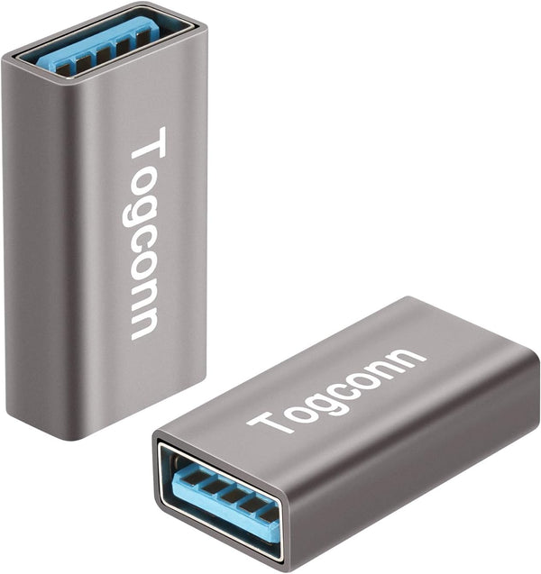 Female to Female USB Adapter, 2 Pack USB Type A 3.0 Cable Coupler, High Speed USB Extension Connector