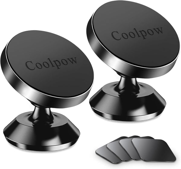 ?2-Pack?Magnetic Phone Holder for Car, Strong Magnet Mount with 4 Plates, 360° Rotation for iPhone and Cell Phones