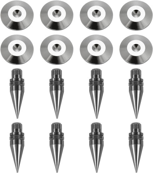 MECCANIXITY 8 Pcs Black Speaker Spike Kit Shockproof Adjustable Copper Speaker Spike