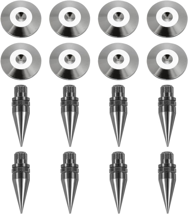 MECCANIXITY 8 Pcs Black Speaker Spike Kit Shockproof Adjustable Copper Speaker Spike