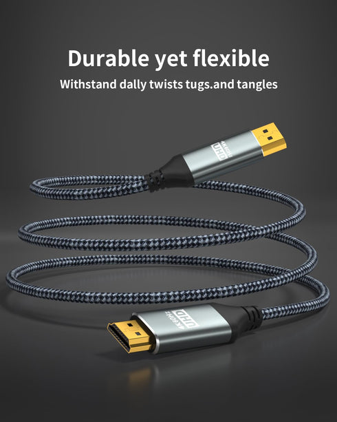 4K 10Feet, 4K@60Hz/2K@120Hz, 1.2 1.4 DisplayPort to HDMI Cable Supports Uni-Direction DP Computer to HDMI Screen Cable