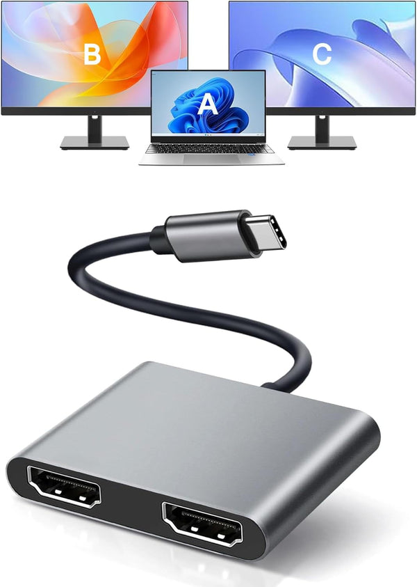 Siawclub USB C to Dual HDMI Adapter, with 2 4K@60Hz HDMI Docking Station,