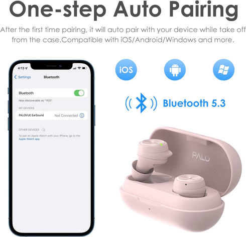 PALOVUE Wireless Earbuds, Bluetooth 5.3 in-Ear Earphones with 35H Playtime & Deep Bass Stereo for Sport