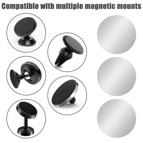 Zyghjort 16pcs Mount Metal Plate for Phone Magnet, Round Steel Sheets Sticker with Strong Backing Adhesive Universal