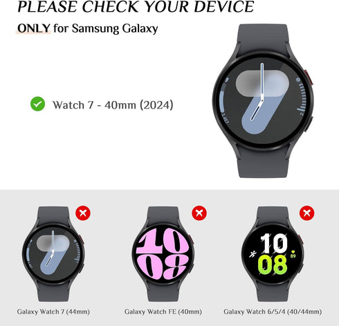 Goton Waterproof Case for Galaxy Watch 7, Tempered Glass Face Cover Compatible for Samsung Watch 7