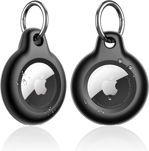 SUPFINE Waterproof Airtag Holder, 2 Pack Keychain, Hard PC+TPU Protective Case with Loop Key Ring for Apple Tags