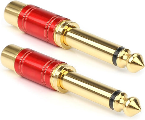 MOBOREST - 1/4 in to RCA Female Pure Copper Adapter, 6.35mm Mono TS Plug Male to RCA Female Audio Adapter