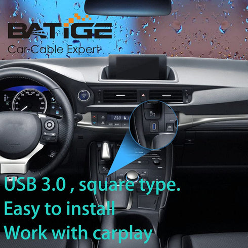 BATIGE Square Single Port USB 3.0 Panel Flush Mount Extension Cable for Car Truck Boat (3ft)