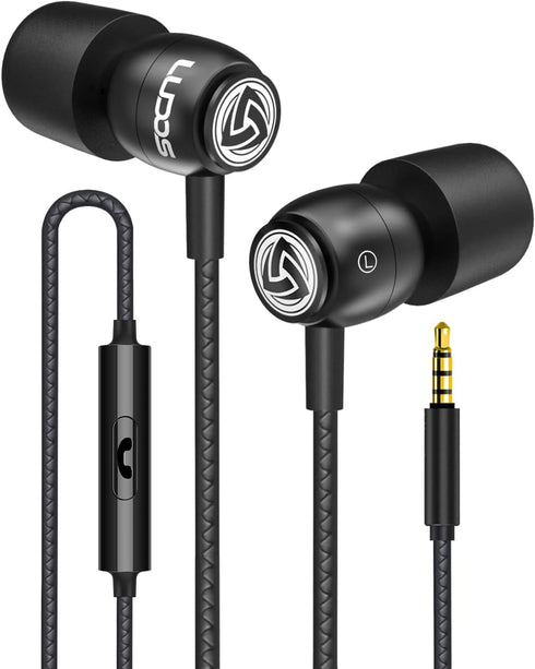 Ludos Clamor Wired Earbuds, In-Ear Headphones with Microphone, Noise Isolating for Kids and Women