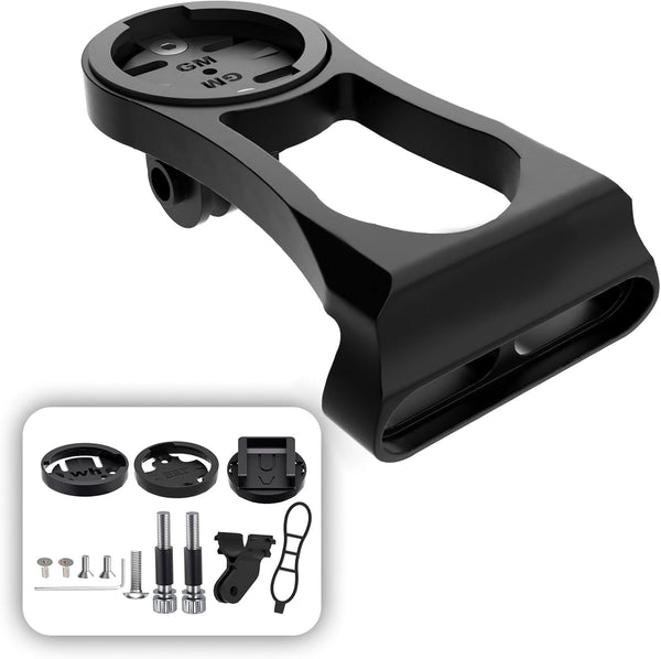 Out Front Mount for Garmin Bike Computer, Road Mountain Cycling GPS Combo Extended (Fixed Version/Black)