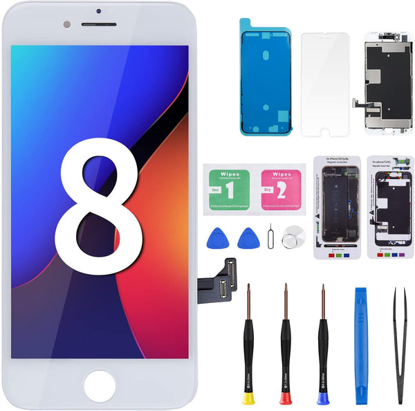 for iPhone 8 / SE 2020 Screen Replacement, White LCD Display 3D Touch Digitizer Full Assembly with Repair Tools