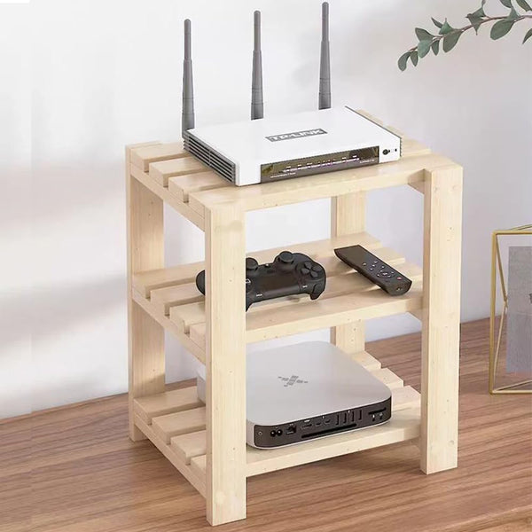 Solid Wood Multi-Layer Wireless Router Rack, Desktop Storage for Network TV Set-top Box, Key Remote Control