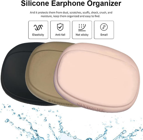 Silicone Headphone Organizer - Portable Wired Headset Storage Bag - Mini Key Box - Data Cable Case (3PCS: Black, Brown,