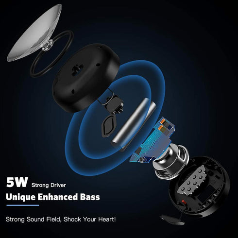 Shower Radio Speaker with Bluetooth 5.0, AGPTEK Waterproof FM, Suction Cup, 12H Playback, Handsfree Calling, Black