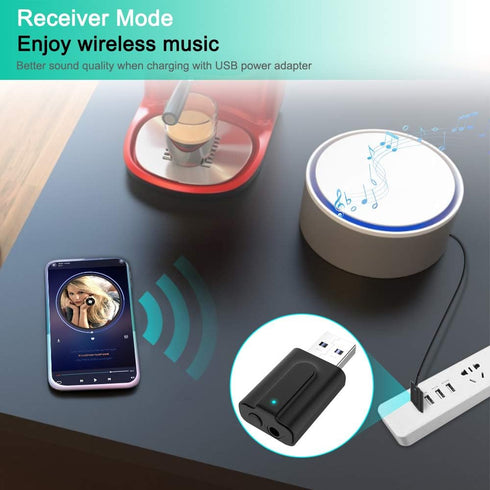 Portable Bluetooth 5.0 Adapter, 3.5mm Jack Aux Dongle, Wireless Transmitter Receiver for TV/PC/Headphone/Car/Home